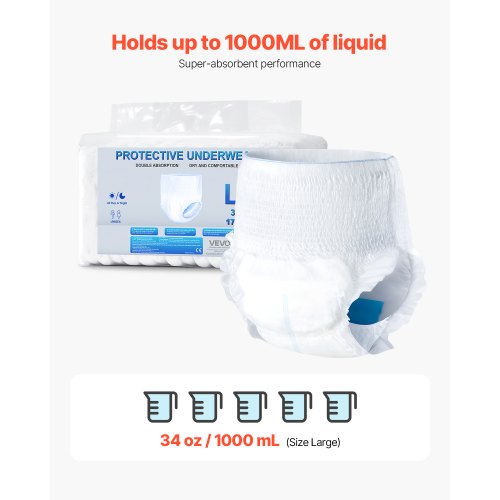 Adult Incontinence Underwear High Absorbent Protective Underwear - Large