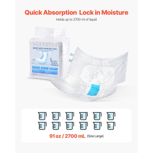 Adult Briefs with Tabs Super Absorbent Incontinence Briefs for Men and Women