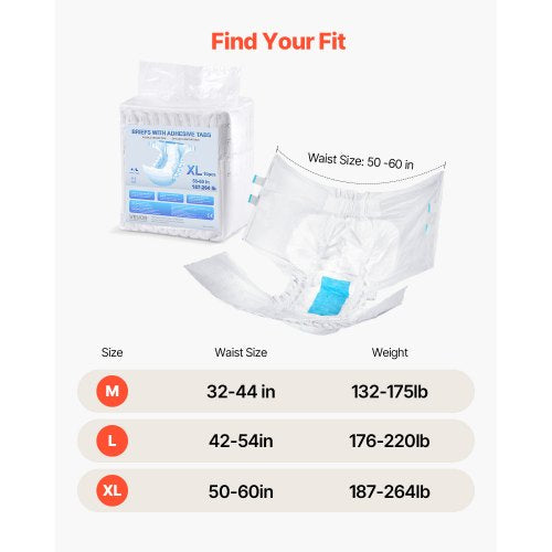 Adult Briefs with Tabs Super Absorbent Incontinence Briefs for Men and Women