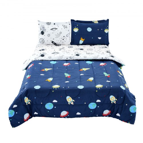 Kids Comforter Set 5 Pieces Twin Bedding Sets with 1 Comforter 1 Flat