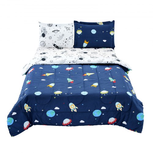 Kids Comforter Set 5 Pieces Twin Bedding Sets with 1 Comforter 1 Flat