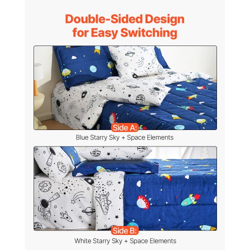 Kids Comforter Set 7 Pieces Twin Bedding Sets with 1 Comforter 1 Flat