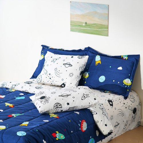 Kids Comforter Set 7 Pieces Twin Bedding Sets with 1 Comforter 1 Flat
