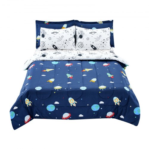 Kids Comforter Set 7 Pieces Twin Bedding Sets with 1 Comforter 1 Flat