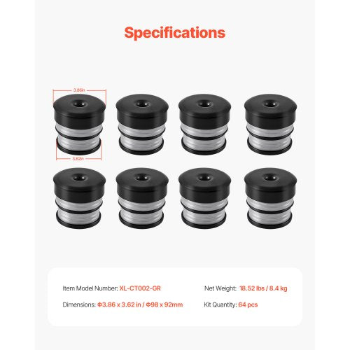 Body Mount Bushing Kit Compatible with 20082016 F250 F350 Super Duty 64