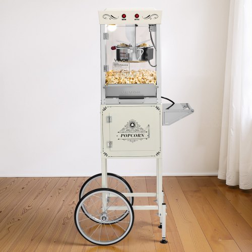 Popcorn Machine with Cart 8oz Stainless Steel Kettle 800W Commercial
