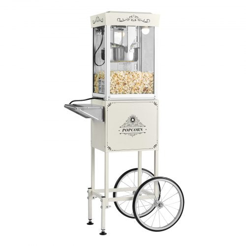 Popcorn Machine with Cart 8oz Stainless Steel Kettle 800W Commercial