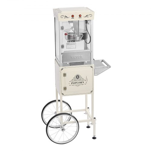 Popcorn Machine with Cart 8oz Stainless Steel Kettle 800W Commercial