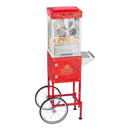 Popcorn Machine with Cart 8oz Stainless Steel Kettle 800W Commercial