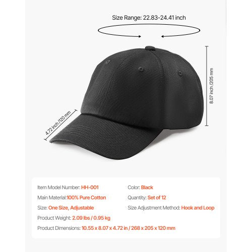 Baseball Cap Plain Baseball Hat with Breathable Pure Cotton Fabric