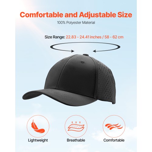 Baseball Cap Plain Baseball Hat with Breathable Fabric Adjustable Size