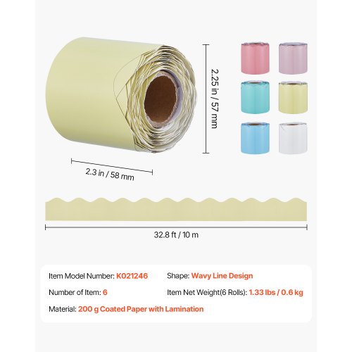 Bulletin Board Borders 6 Rolls 32.8 Feet Scalloped Bulletin Board Borders