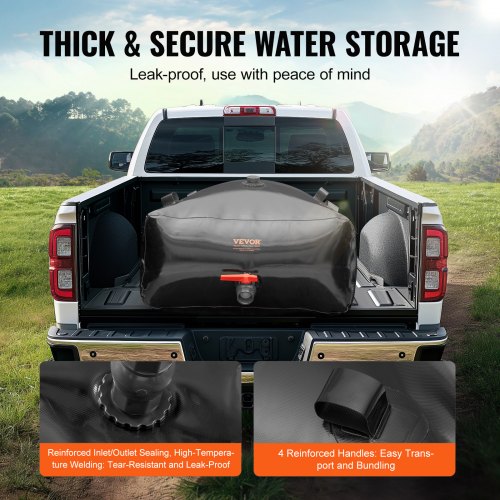 Portable Water Storage Bladder 142.7 Gal PVC Collapsible Water Tank Black