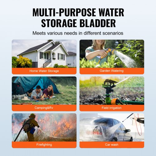Portable Water Storage Bladder 142.7 Gal PVC Collapsible Water Tank Black