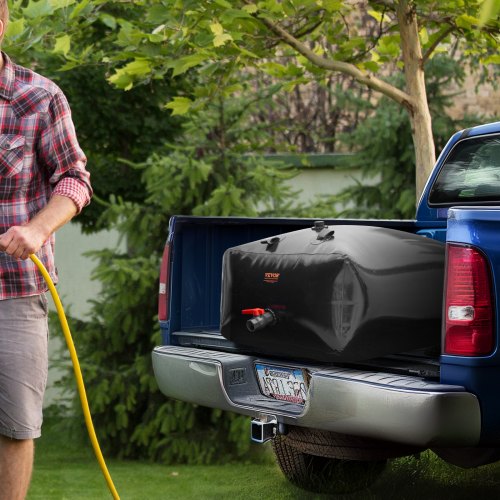 Portable Water Storage Bladder 142.7 Gal PVC Collapsible Water Tank Black