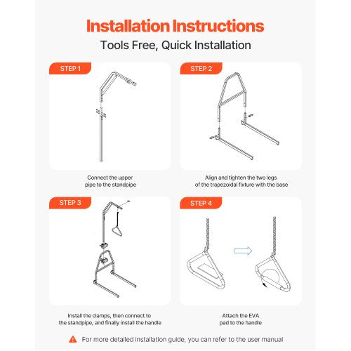 Trapeze Bar for Bed Mobility Bed Trapeze with Clamps and Floor Stand