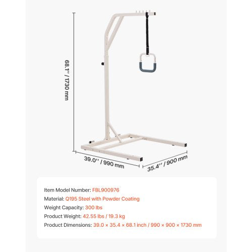 Trapeze Bar for Bed Mobility HeightAdjustable Free Standing Trapeze Bar