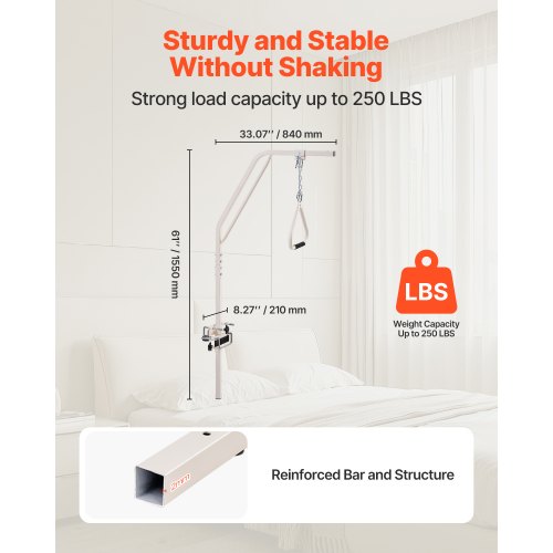 Trapeze Bar for Bed Mobility Medical Bed Trapeze with Clamps Metal Chain