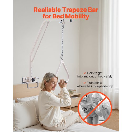 Trapeze Bar for Bed Mobility Medical Bed Trapeze with Clamps Metal Chain