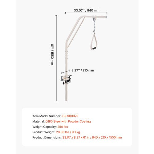 Trapeze Bar for Bed Mobility Medical Bed Trapeze with Clamps Metal Chain