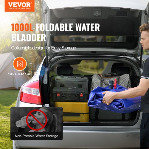 1000L / 264 Gallon Water Storage Bladder RV Water Tank 1000D Blue PVC