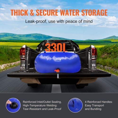 330L87 Gallon Water Storage Bladder RV Water Tank 1000D Blue PVC