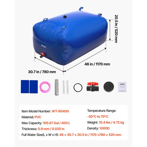 Water Storage Bladder 105.7 Gallon 400L Water Storage Container Tank