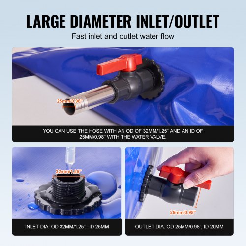 400L105.7 Gallon Water Storage Bladder RV Water Tank 1000D Blue PVC