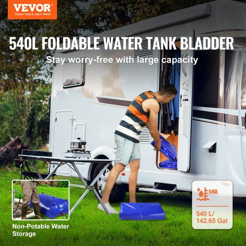 540L142.7 Gallon Water Storage Bladder RV Water Tank 1000D Blue PVC