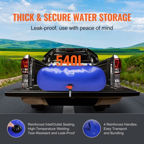 540L142.7 Gallon Water Storage Bladder RV Water Tank 1000D Blue PVC