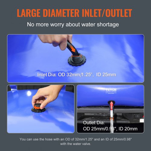 540L142.7 Gallon Water Storage Bladder RV Water Tank 1000D Blue PVC