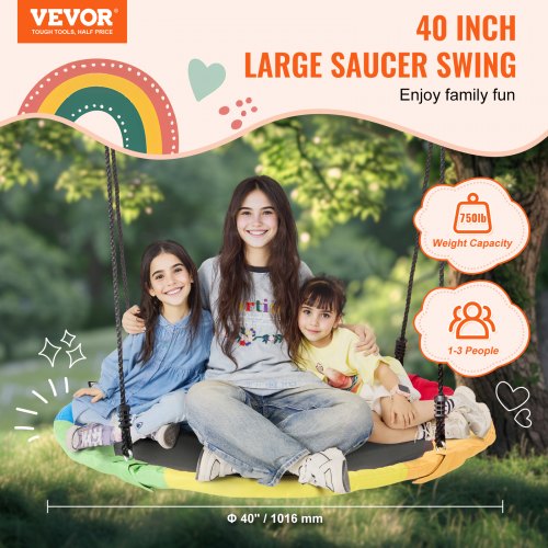 Tree Swing 40 Inch Saucer Swing 750lbs Weight Capacity 900D Oxford Fabric