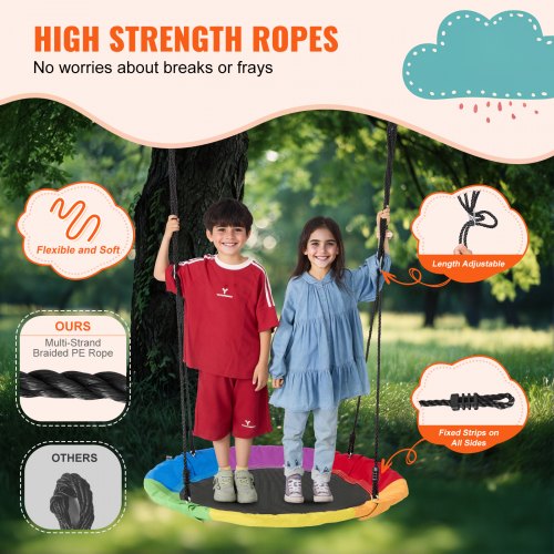 Tree Swing 40 Inch Saucer Swing 750lbs Weight Capacity 900D Oxford Fabric