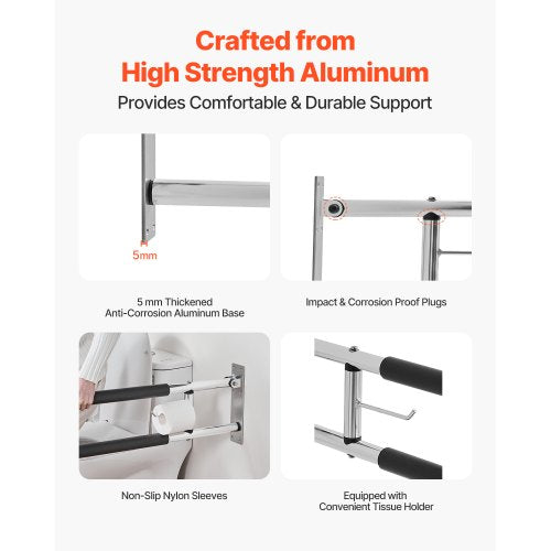Toilet Safety Rail 30 Inch UShaped Handicap Grab Bar Foldable Senior