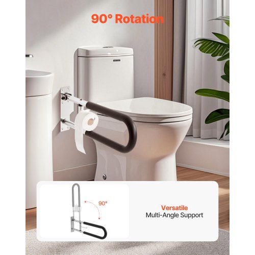 Toilet Safety Rail 30 Inch UShaped Handicap Grab Bar Foldable Senior