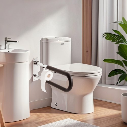 Toilet Safety Rail 30 Inch UShaped Handicap Grab Bar Foldable Senior