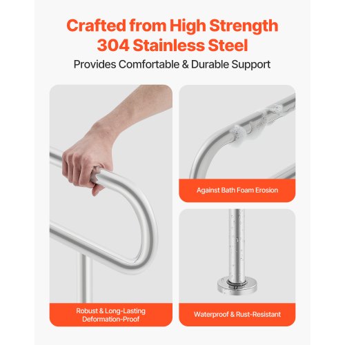 Toilet Safety Rail 31.5 Inch UShaped Handicap Grab Bar 304 Stainless