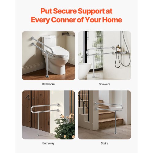Toilet Safety Rail 31.5 Inch UShaped Handicap Grab Bar 304 Stainless