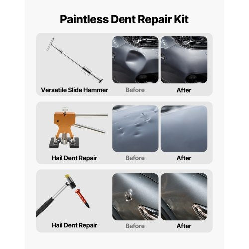 Dent Puller Kit 61 PCS Paintless Dent Removal Kit with Golden Lifter Slide
