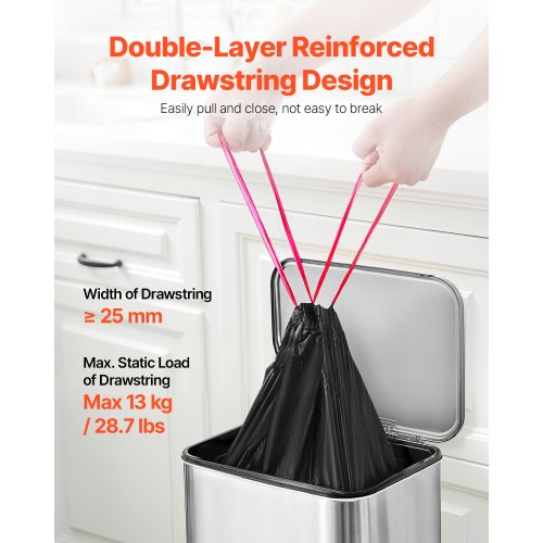 Drawstring Trash Bags 30 Gallon 50 Count Tall Kitchen Trash Bags Extra