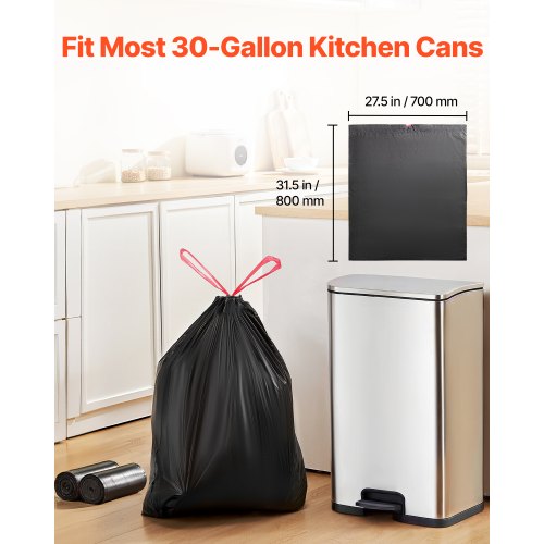 Drawstring Trash Bags 30 Gallon 50 Count Tall Kitchen Trash Bags Extra