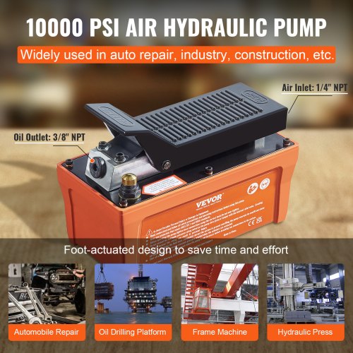 Air Hydraulic Pump 10000 PSI 12 Gal Reservoir NPT 38 Oil Outlet NPT