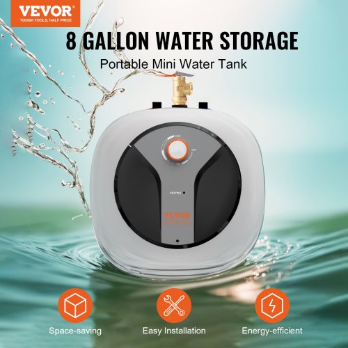 Electric MiniTank Water Heater 8Gallon Tank 1440W Hot Water Boiler