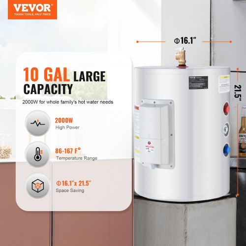 Electric Water Heater 10 Gallon Tank Instant Hot Water Heater 16Kw