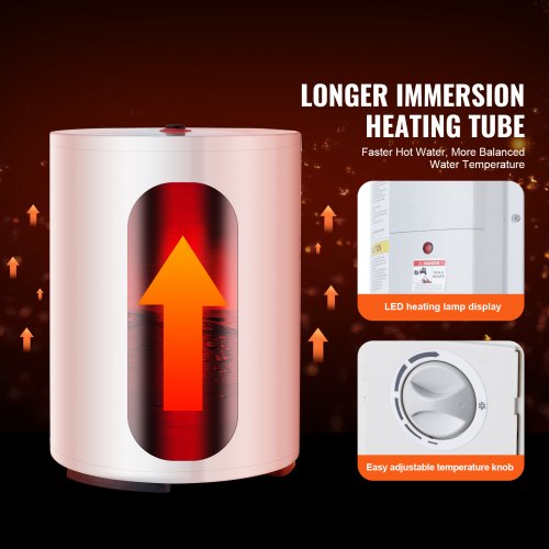 Electric Water Heater 10 Gallon Tank Instant Hot Water Heater 16Kw