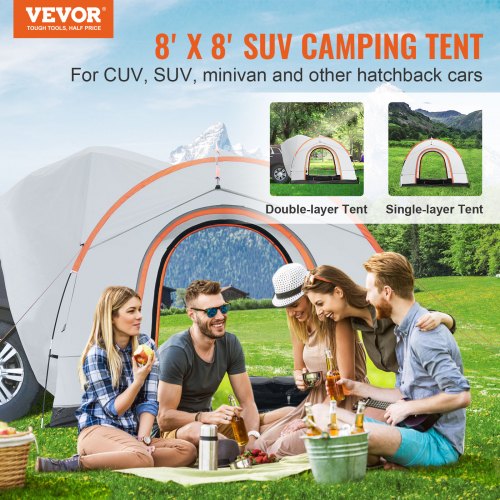 SUV Camping Tent 88 SUV Tent Attachment for Camping with Rain Layer and Carry