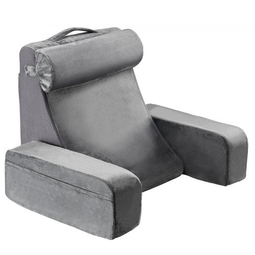 Reading Pillow Backrest Support Pillow with Arm and 3 Pockets Large Size