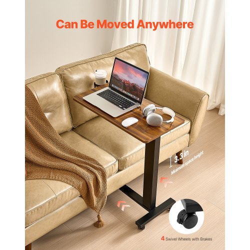 Overbed Table Mobile Bed Side Table with 4 Wheels Electric Lifting with 4 Wheels