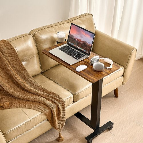 Overbed Table Mobile Bed Side Table with 4 Wheels Electric Lifting with 4 Wheels