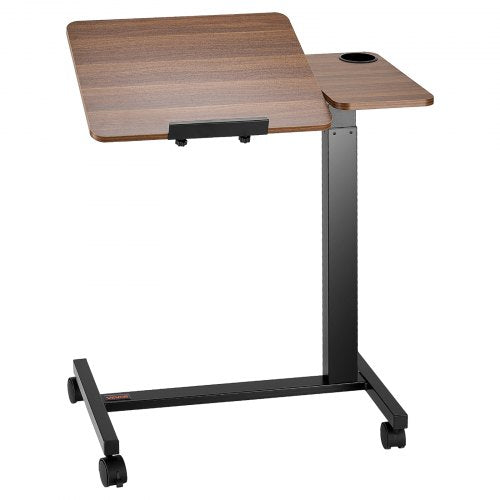 Overbed Table Mobile Bed Side Table with Flip Desktop and 4 Wheels Height